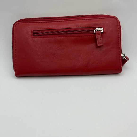 5315-PTT Red PU Leather Zip Around Clutch Wallet New No Tags - Picture 2 of 7